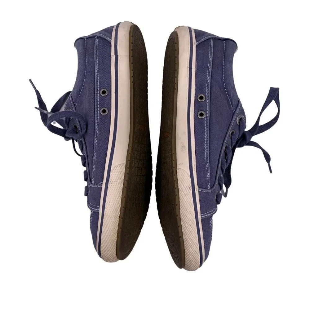 TAOS Washed Chambray Blue Canvas Low Top Sneakers Size 7